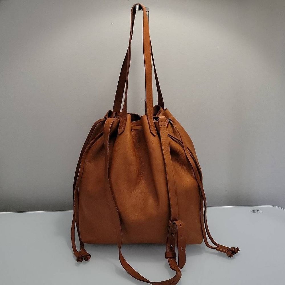 Madewell The Drawstring Transport Tote Brown Leather Minimalist Convertible